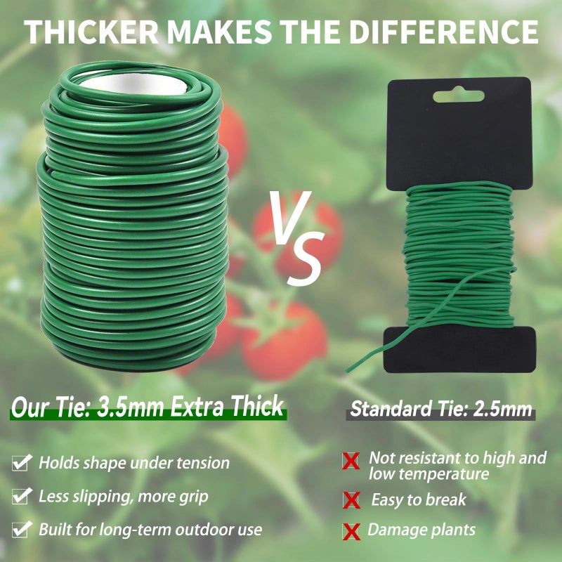 Decoroca Soft Plant Ties for Support - 65.6' Reusable Waterproof Plant Wire, 3.5mm Garden Twist, for Indoor & Outdoor Plants and Home Organizingï¼ˆ1pc/Greenï¼‰ - Image 2